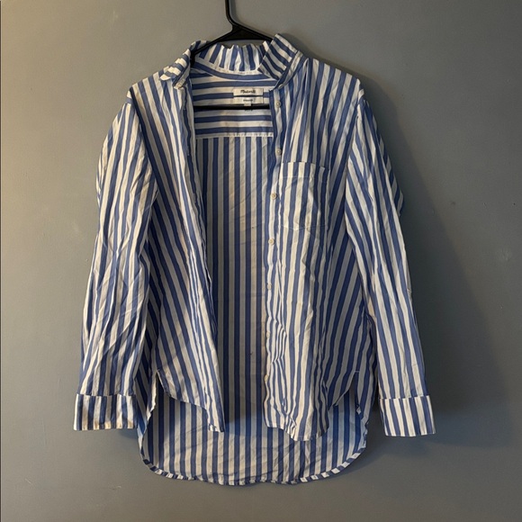 Madewell Oversized Ex-Boyfriend Shirt in Mullins Stripe Medium - Picture 1 of 7